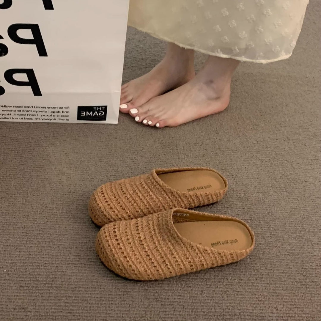 Damen bequeme Slipper aus atmungsaktivem Textilmaterial EB