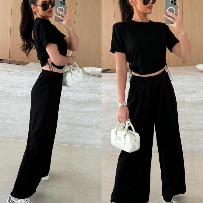 Damen Cropped Drawstring Lounge Set EB
