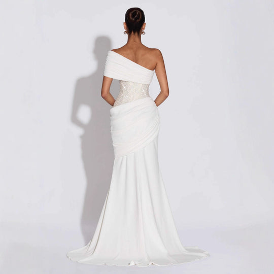 Damen Elegantes und figurbetontes Abendkleid mit asymmetrischem Ausschnitt EB