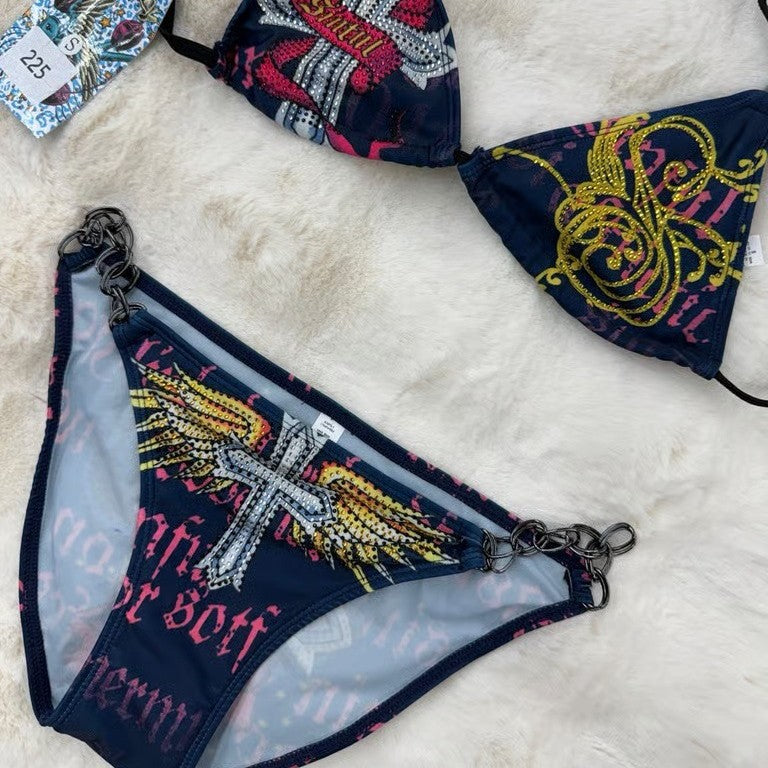 Damen Triangel-Bikini mit kreativem Muster EB