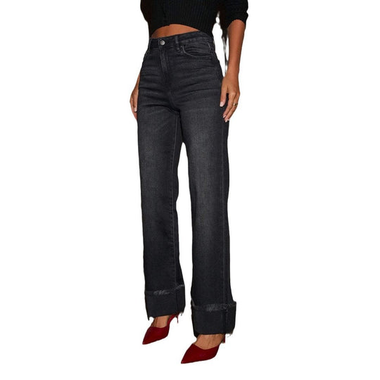 Damen Weite Jeans mit ausgefallenem Saum EB