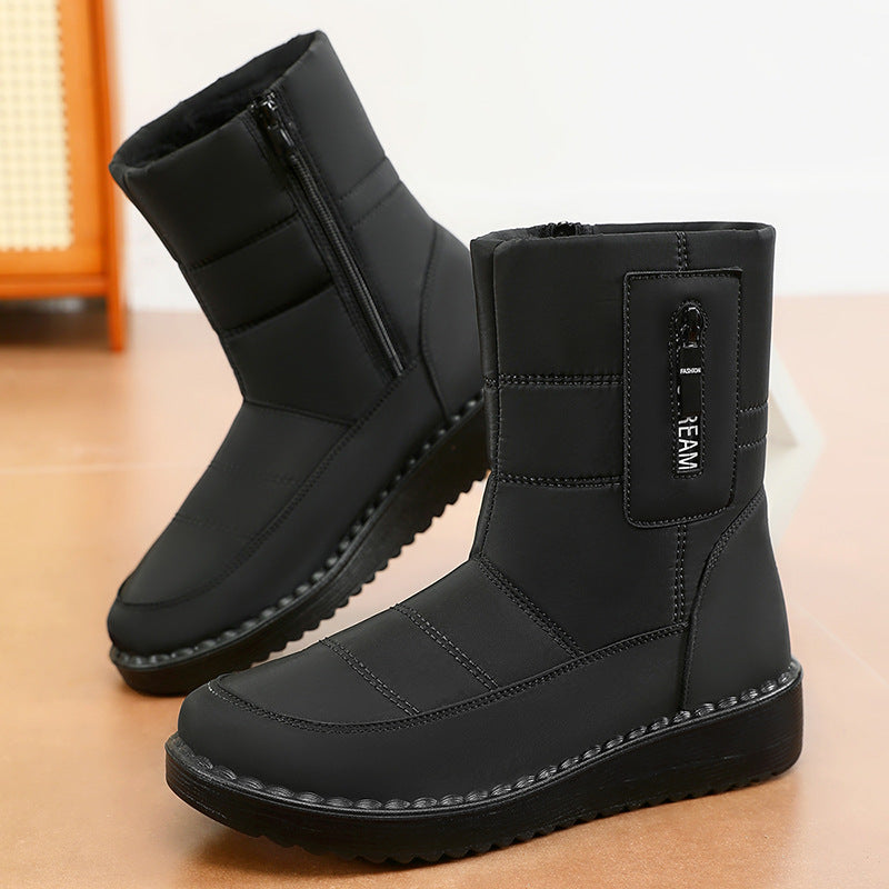 Damen Gefütterte Winterstiefel mit rutschfester Sohle und modischem Reißverschluss EB