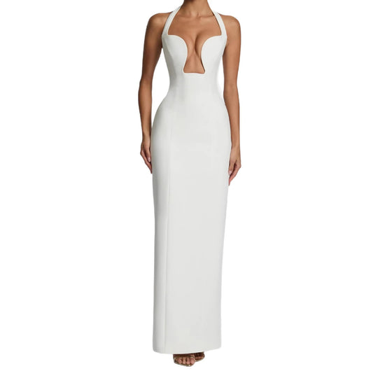 Damen Maxikleid mit tiefem Ausschnitt und Taschen EB