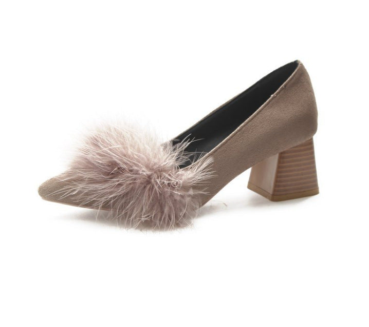 Damen elegante Pumps mit voluminösem Flausche-Akzent EB