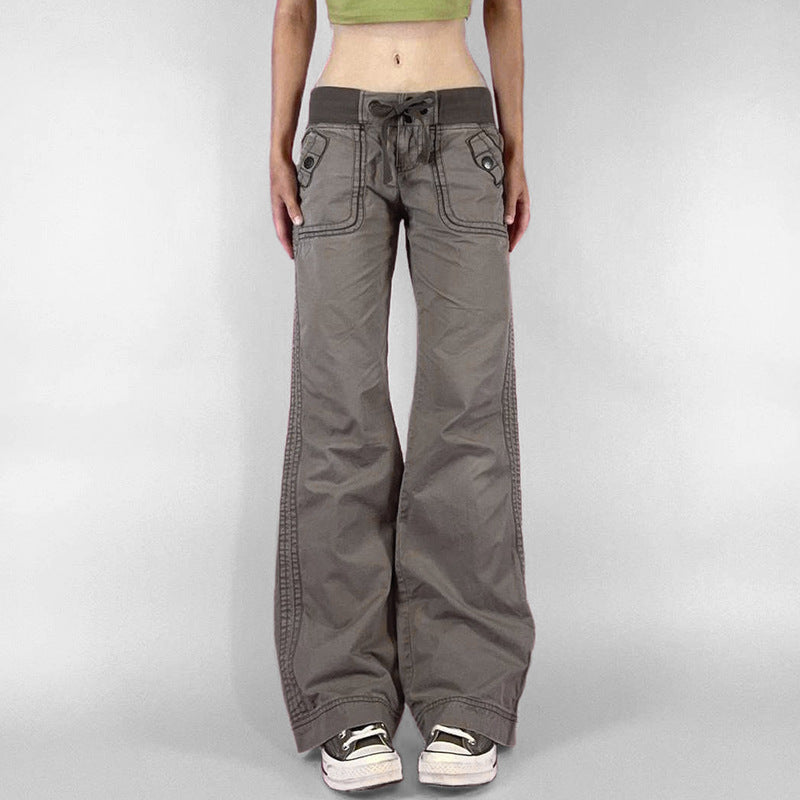 Damen Flared Pants mit modischem Taillengürtel EB