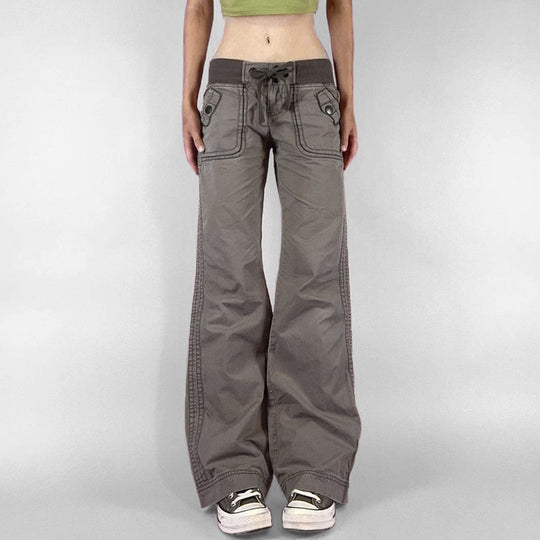 Damen Flared Pants mit modischem Taillengürtel EB