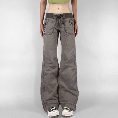 Damen Flared Pants mit modischem Taillengürtel EB