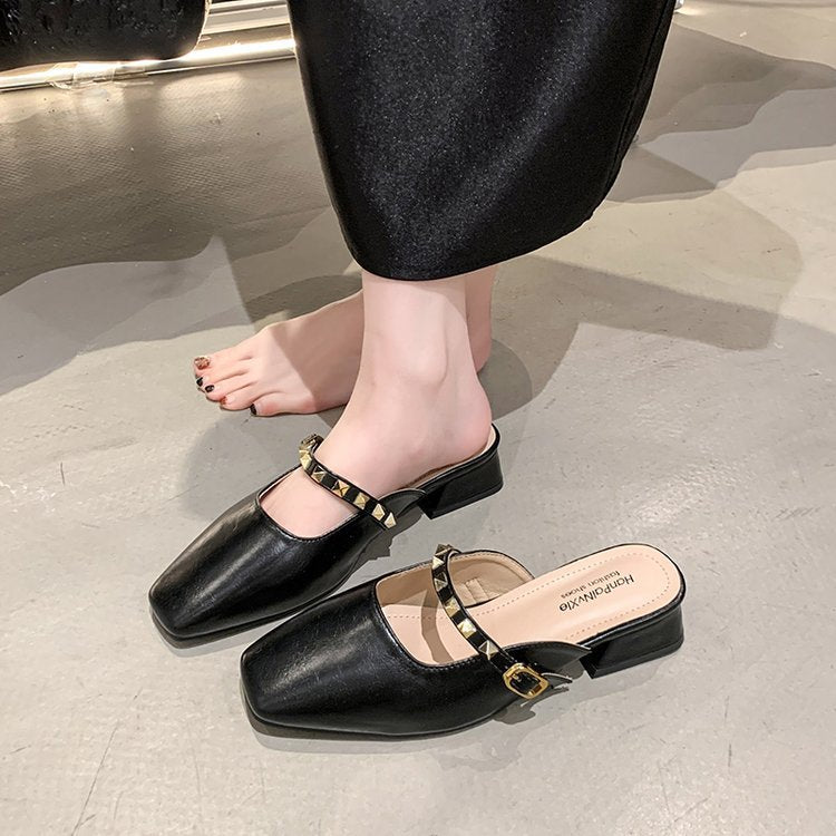 Damen elegante Slingback-Mules mit modischem Absatz EB