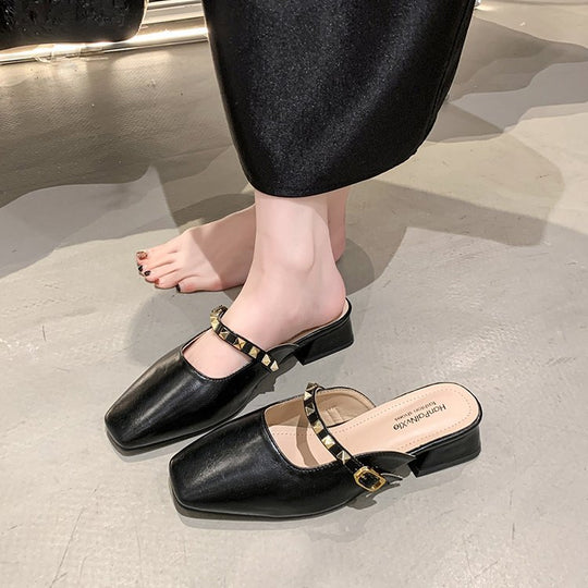 Damen elegante Slingback-Mules mit modischem Absatz EB