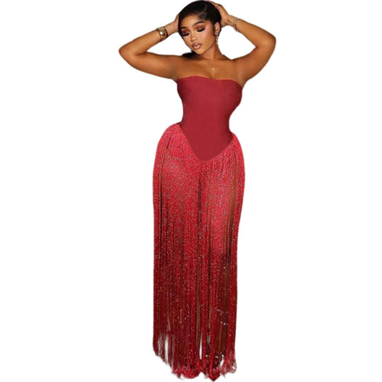 Damen Badeanzug mit fransigen Details EB