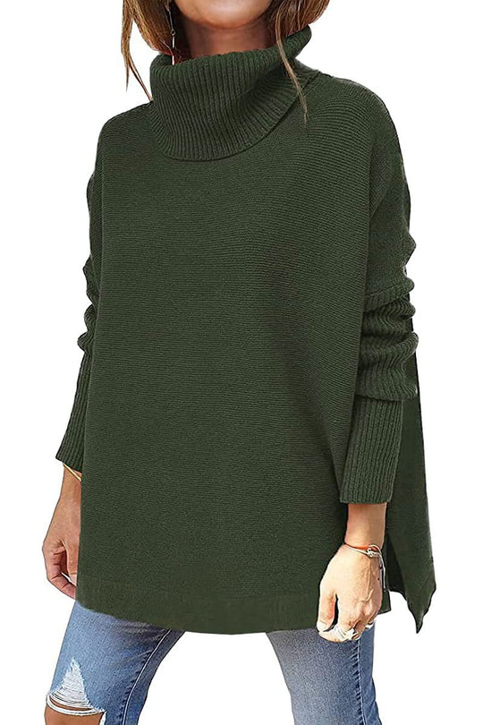 Damen komfortabler Rollkragenpullover mit weichem Strickmuster EB