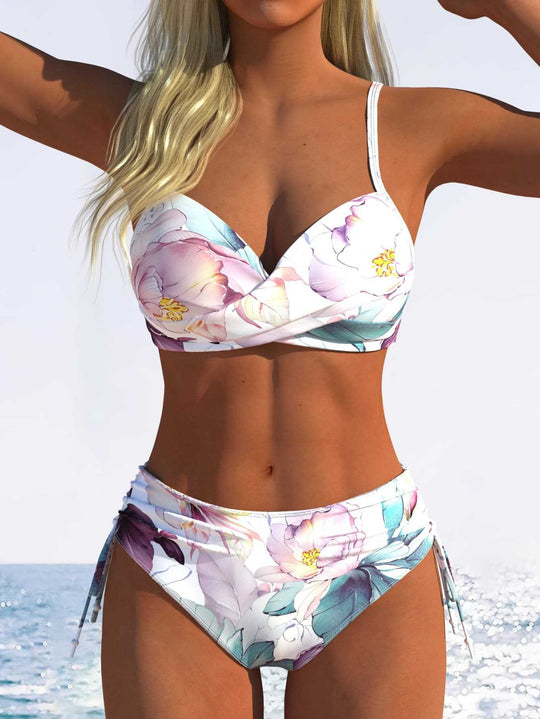 Damen Bikini-Set mit geometrischem Design und verstellbarem Bund EB