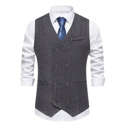 Herren elegante Doppelreiher-Weste im strukturierten Design EB