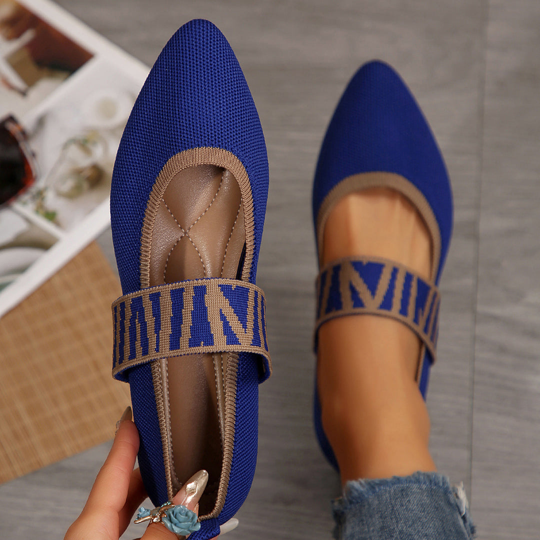 Damen Elegante und atmungsaktive Ballerinas mit elastischen Riemen EB