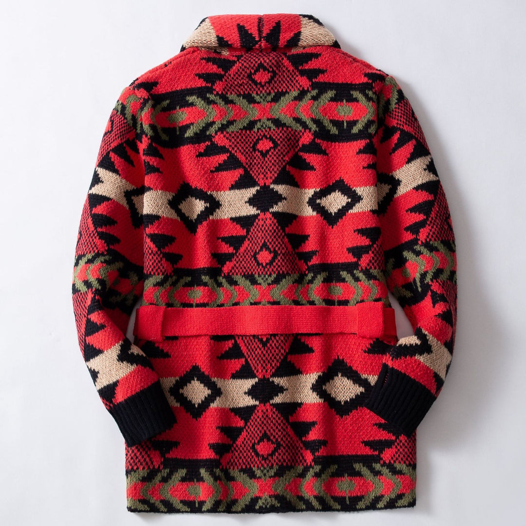 Damen Strickjacke mit gemustertem Design und breitem Schalkragen EB