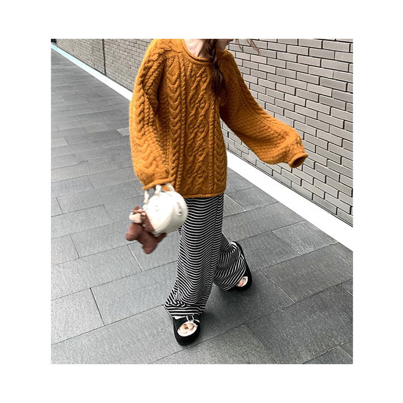 Damen Grobstrickpullover mit lässigem Schnitt und großzügigen Ärmeln EB
