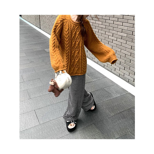 Damen Grobstrickpullover mit lässigem Schnitt und großzügigen Ärmeln EB