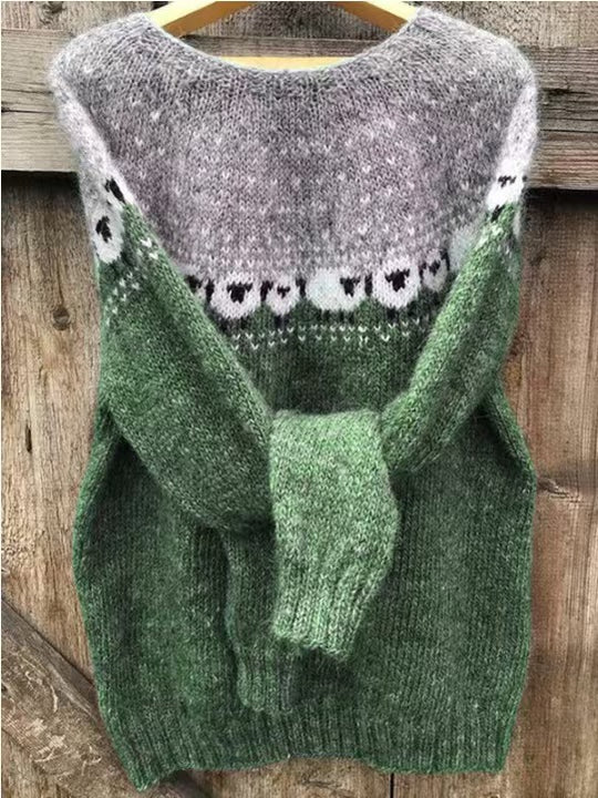 Damen nan Norwegerpullover aus Wollmix mit Rundhalsausschnitt und traditionellem Fair-Isle-Yoke EB