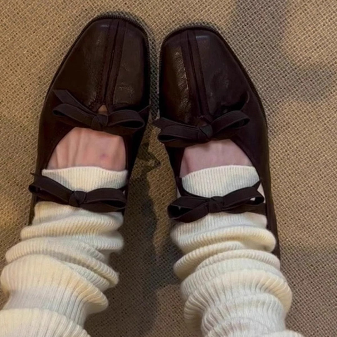 Damen Ballerinas mit femininer Schleifenverzierung und hochwertiger Lederoberfläche EB