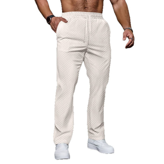 Herren nan strukturierte Relax-Jogginghose mit geometrischem Jacquard, elastischem Tunnelzug und geradem Bein EB