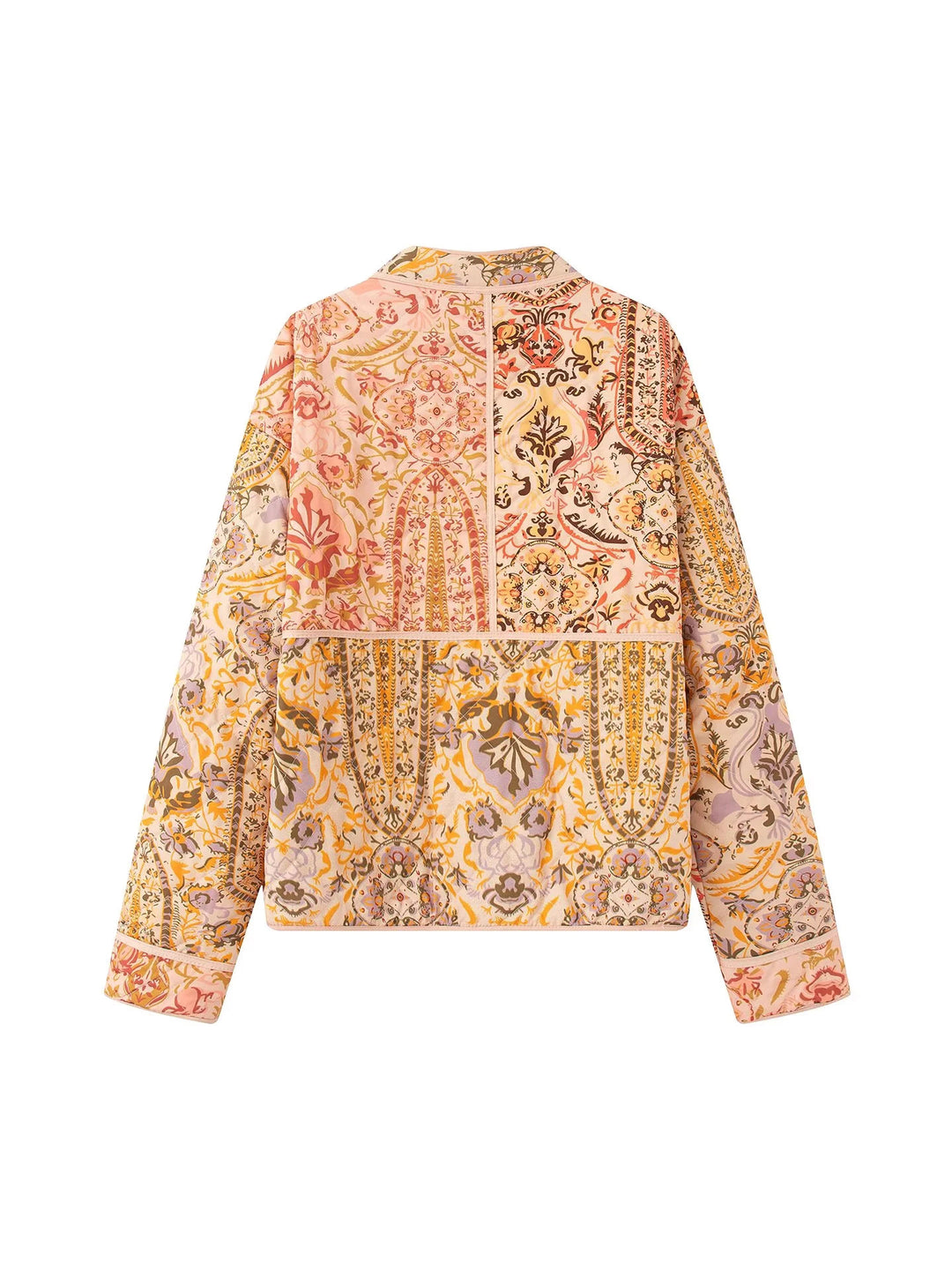 Damen gesteppte Jacke mit floralen Mustern und praktischen Taschen EB