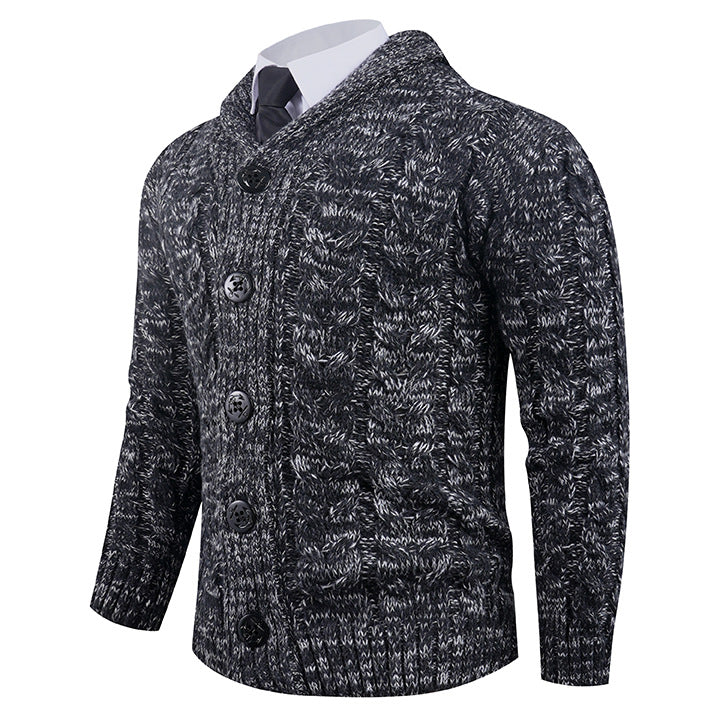 Herren Strickjacke mit Zopfmuster und schickem Schalkragen EB