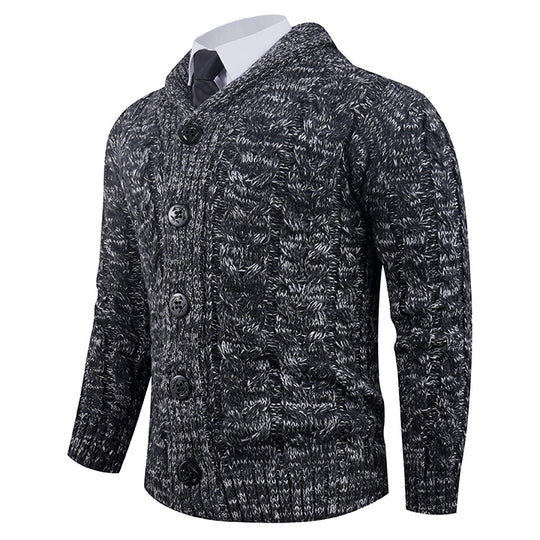 Herren Strickjacke mit Zopfmuster und schickem Schalkragen EB
