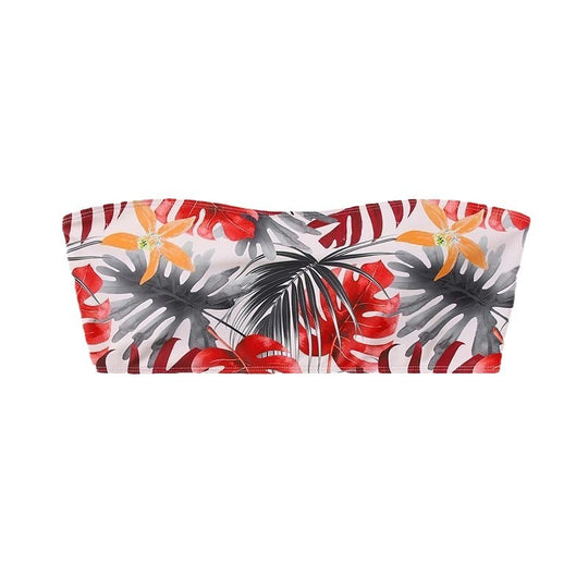 Damen Bandeau-Bikinioberteil mit luxuriösem floralem Design EB