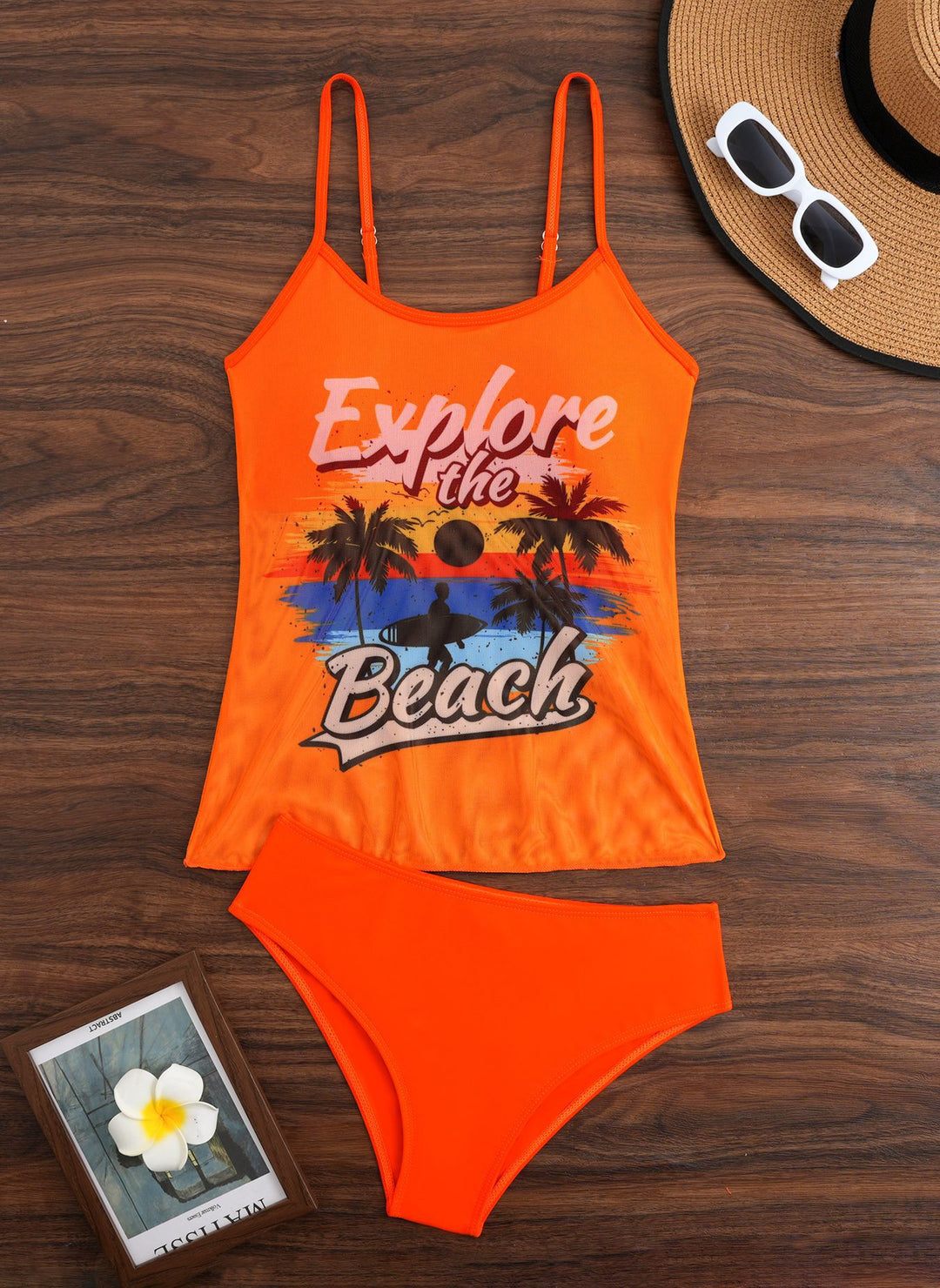Damen Sportliches Tankini-Set mit trendigem Druck EB