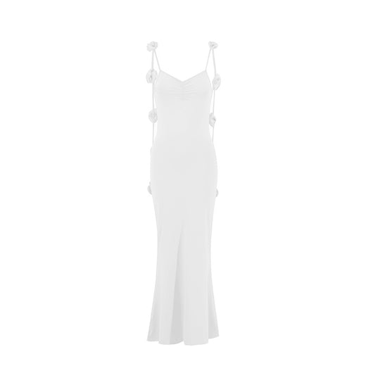 Damen Elegantes Maxikleid mit einzigartigen Rüschenträgern EB