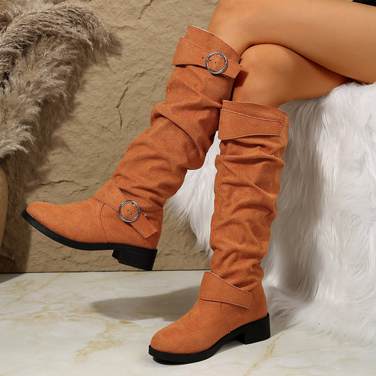 Damen modische Overknee-Stiefel aus Wildleder EB