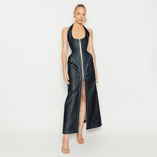 Damen Maxikleid mit Reißverschluss EB