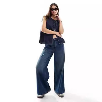 Damen Denim Bustier-Weste mit Schnürung EB