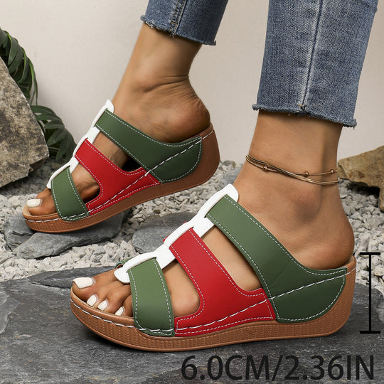 Damen Wedge-Pantoletten mit verstellbarem Riemendesign und gepolsterter Sohle EB