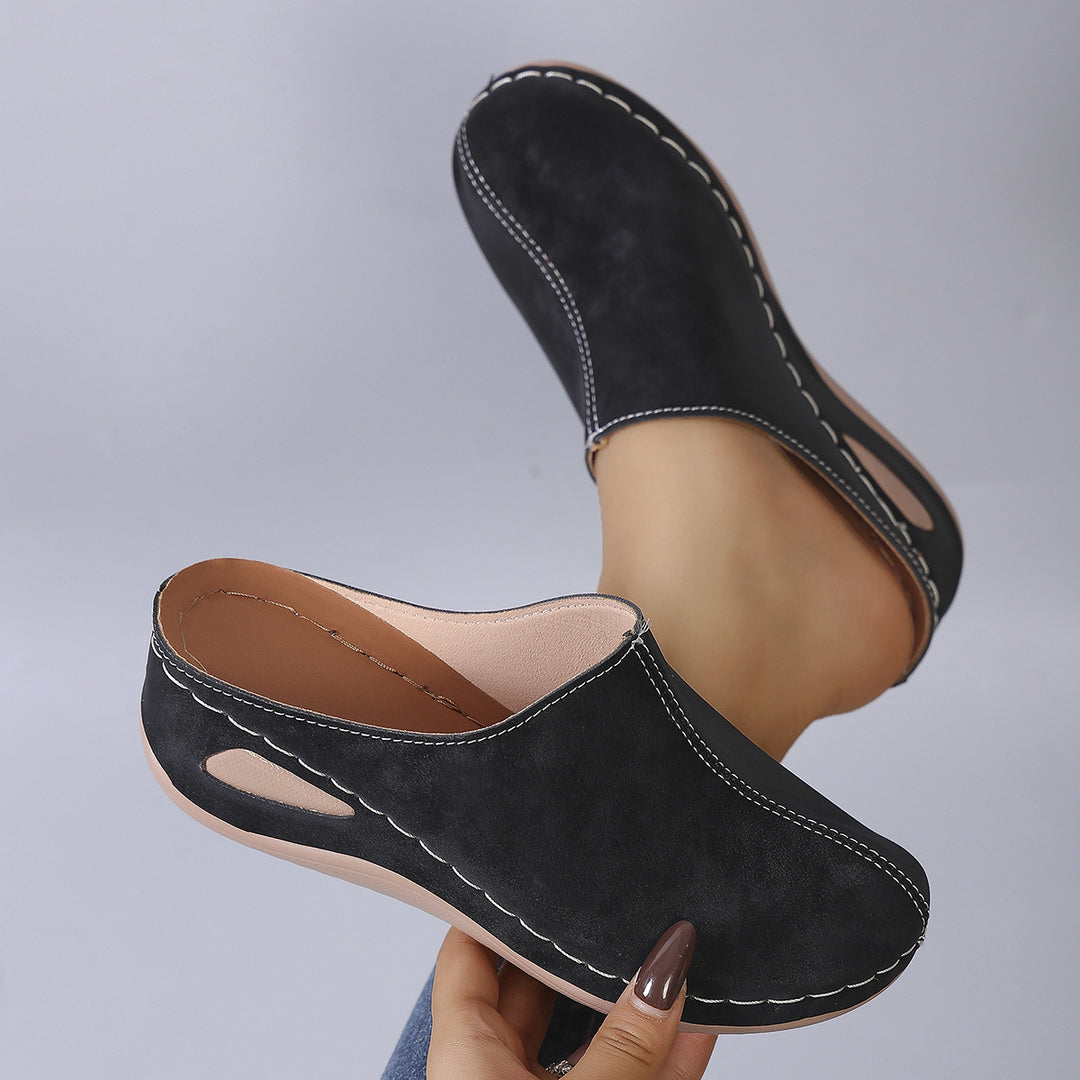 Damen Bequeme Clogs aus hochwertigem Leder mit ergonomischem Fußbett EB