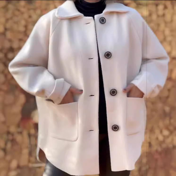 Damen Übergangsjacke mit großem Kragen und praktischen Taschen EB
