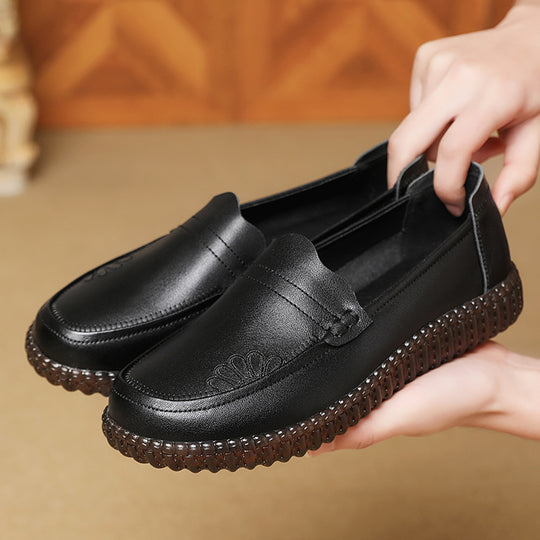 Damen Mokassins aus hochwertigem Leder mit rutschfester Sohle und elastischen Einsätzen EB