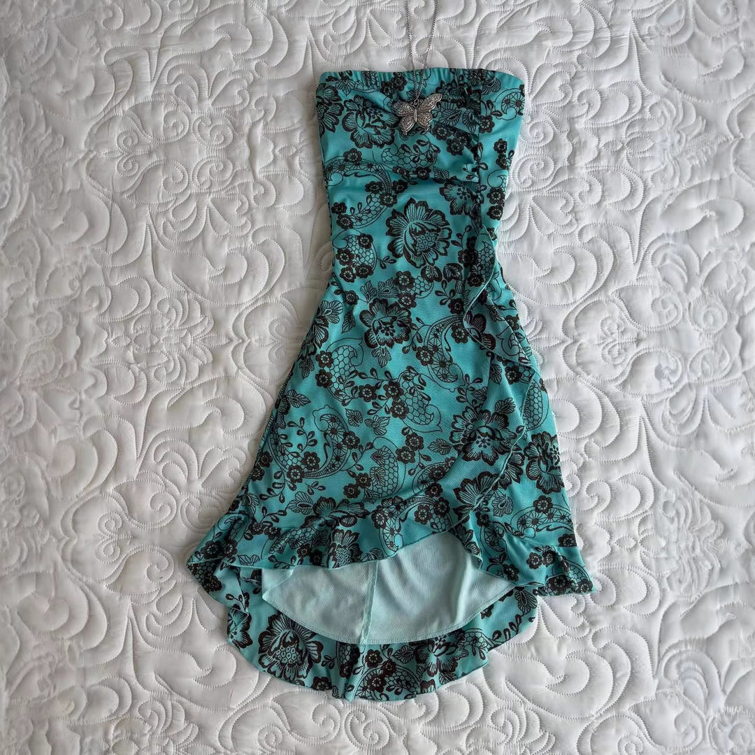 Damen Elegantes bodenlanges Kleid mit floralen Mustern EB