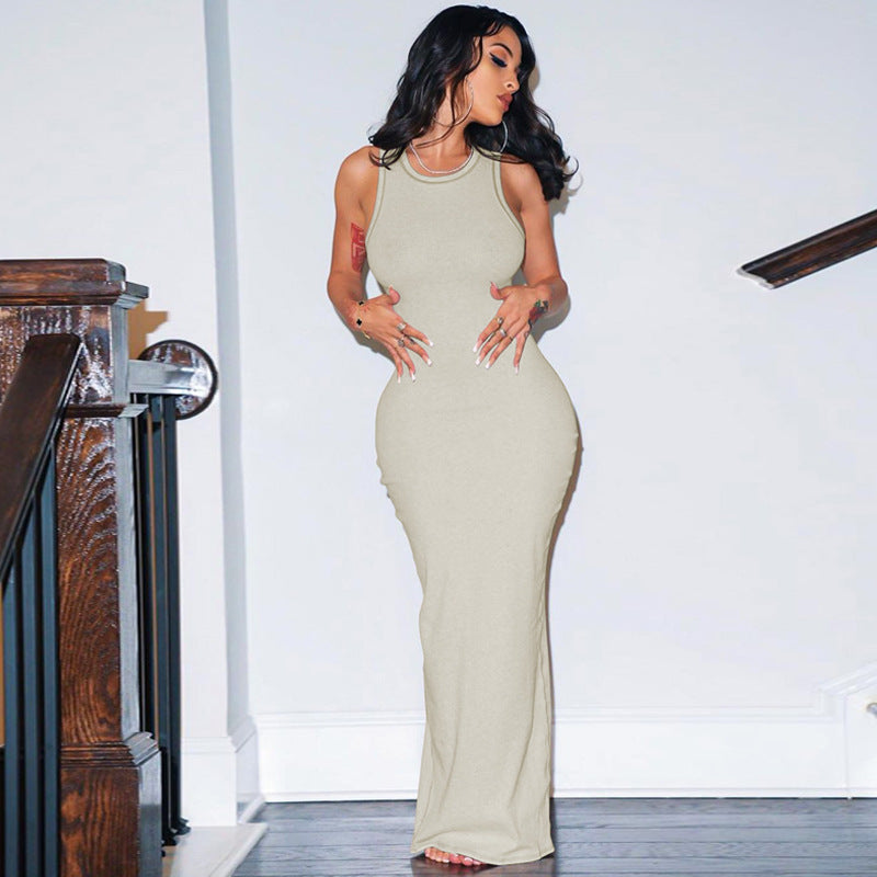 Damen figurbetontes Sommermaxikleid EB