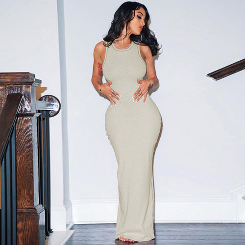 Damen figurbetontes Sommermaxikleid EB