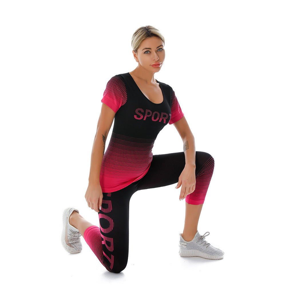 Damen Sportliches Fitness-Set mit grafischem Design und hoher Atmungsaktivität EB