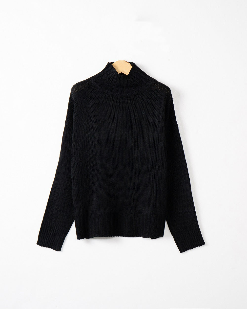 Damen hochgeschlossener Strickpullover mit strukturiertem Design EB