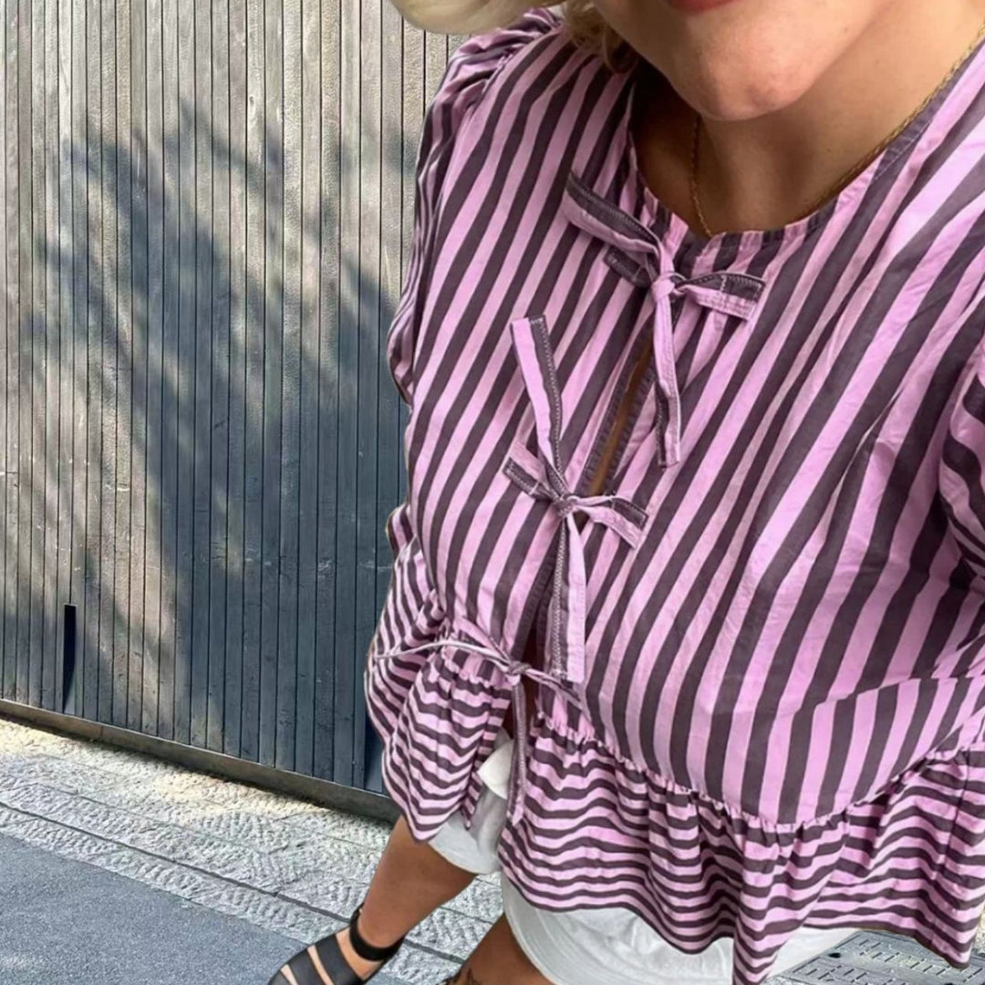 Damen Freizeitbluse mit modischem Streifenmuster und lässigem Schnitt EB