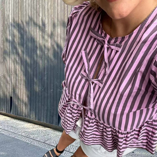 Damen Freizeitbluse mit modischem Streifenmuster und lässigem Schnitt EB