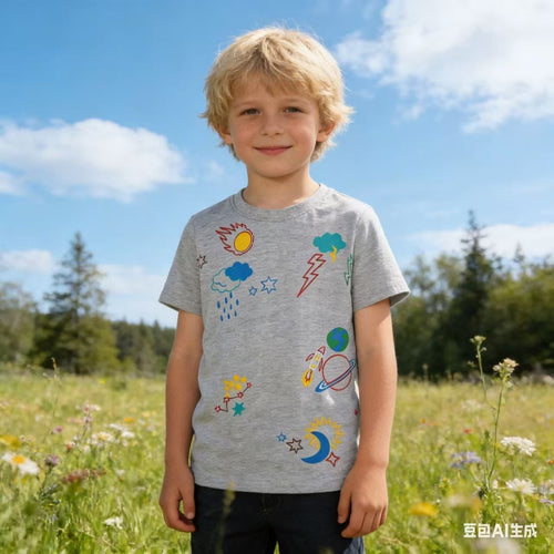 Jungen T-Shirt mit kreativen Weltraumstickereien EB