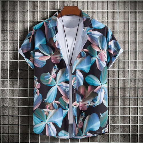 Herren Kurzarmhemd mit floralem 3D-Design und lässigem Schnitt EB