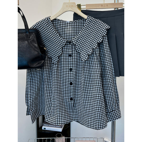 Damen Bluse mit großem Kragen und Rüschendetails EB
