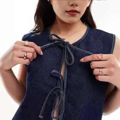 Damen Denim-Weste mit innovativem Schnürverschluss EB