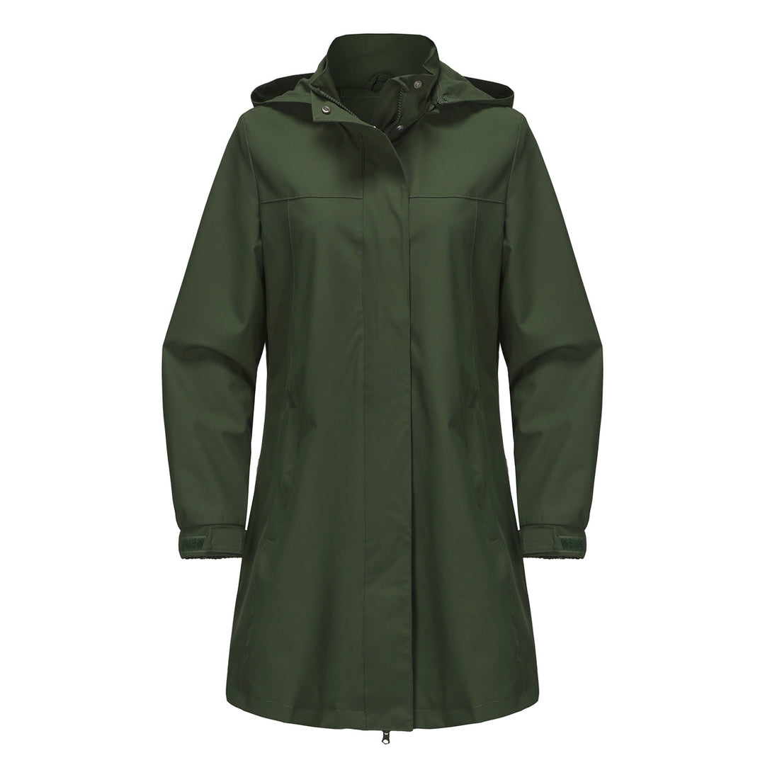Damen funktionale Übergangsjacke mit verstellbarem Kapuzenkragen und praktischen Taschen EB