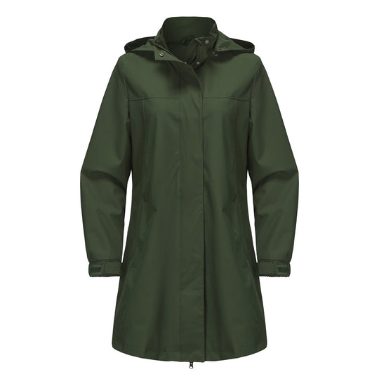 Damen funktionale Übergangsjacke mit verstellbarem Kapuzenkragen und praktischen Taschen EB